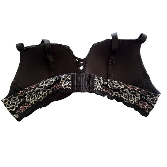Torrid Curve 44B Black Floral Lace Push-Up Plunge Bra Adjustable Convertible - Picture 3 of 12